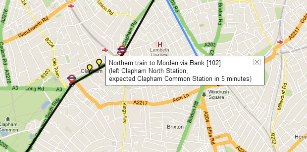 Live map for the London Underground plots real-time tube train movements