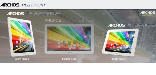 ARCHOS throws down a trio of Android tablets, ARCHOS 80 Platinum, ARCHOS 97 Platinum HD andARCHOS 116 Platinum 