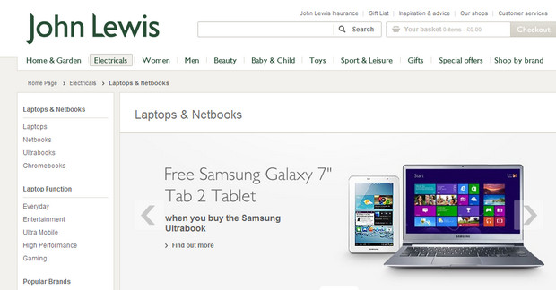 John Lewis bundles 6 months free broadband for any web-connected device they sell
