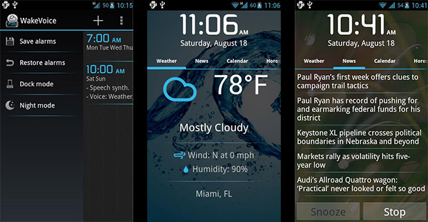 WakeVoice alarm app for Android lets you strike up a conversation