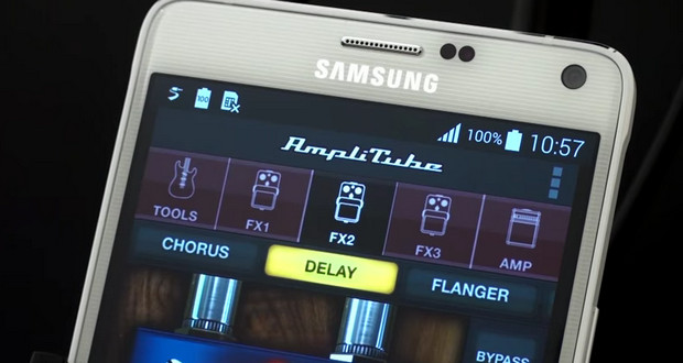  IK Multimedia's AmpliTube and iRig HD-A guitar processing app and digital interfac available for Samsung Android devices