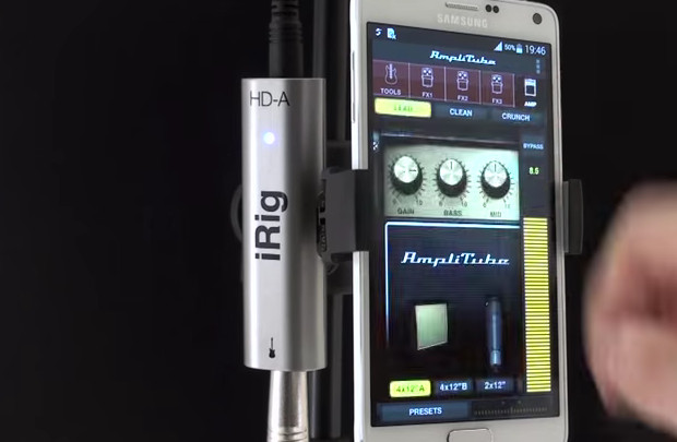  IK Multimedia's AmpliTube and iRig HD-A guitar processing app and digital interfac available for Samsung Android devices