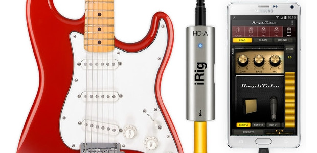  IK Multimedia's AmpliTube and iRig HD-A guitar processing app and digital interfac available for Samsung Android devices