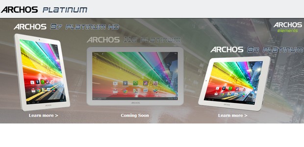 ARCHOS throws down a trio of Android tablets, ARCHOS 80 Platinum, ARCHOS 97 Platinum HD andARCHOS 116 Platinum