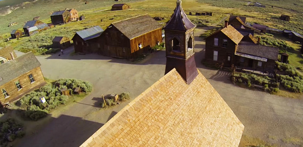 Incredible fly-by footage of abandoned Californian mining ghost town