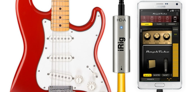 IK Multimedia's AmpliTube and iRig HD-A guitar processing app and digital interfac available for Samsung Android devices